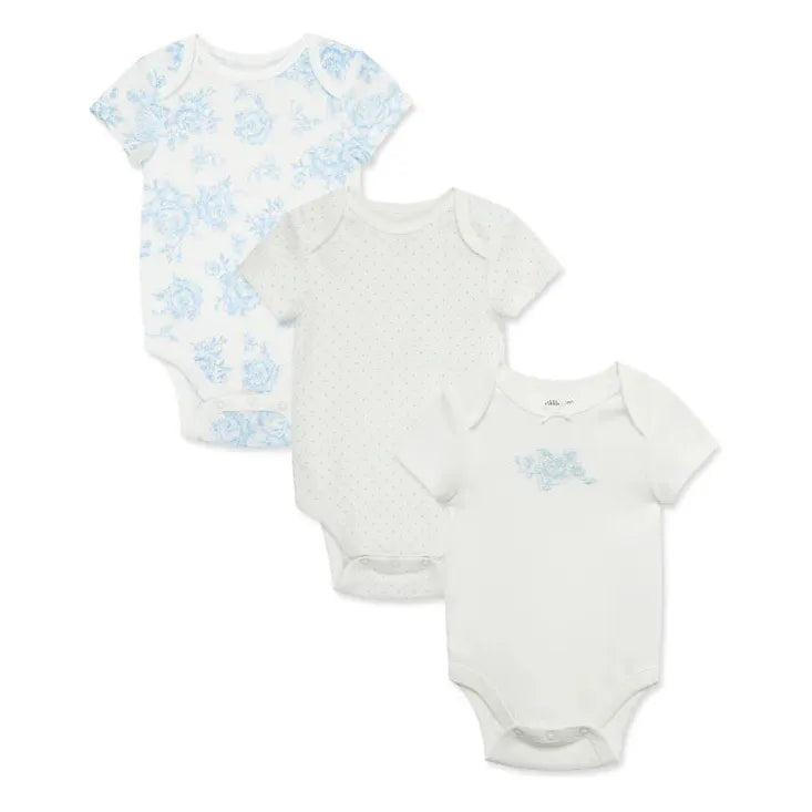 Blue Roses 3-Pack Bodysuits - Zinnias Gift Boutique