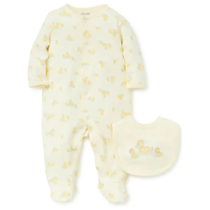 Little Ducks Footed One-Piece and Bib - Zinnias Gift Boutique