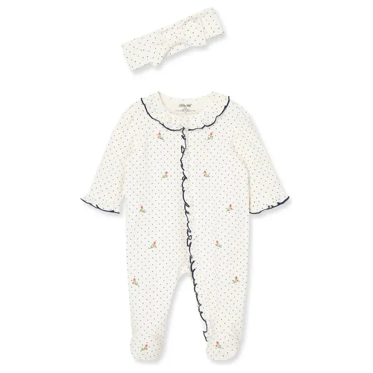 Rosebud Zip Footed One-Piece and Headband - Zinnias Gift Boutique