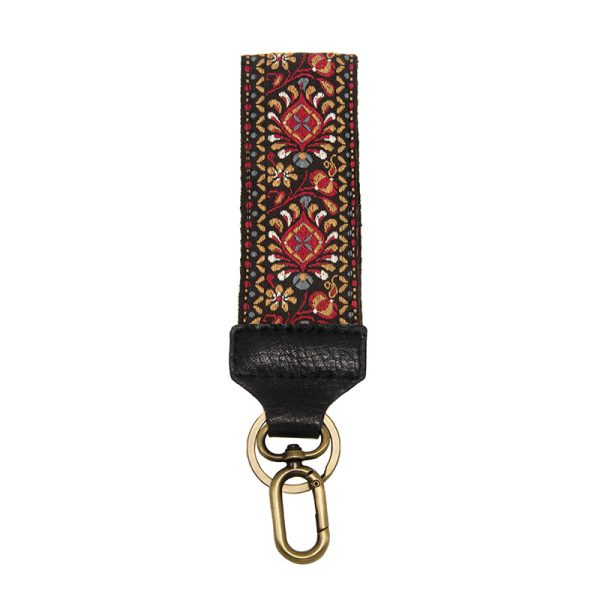 2" Red Folk Medallion Emb Easy Find Wristlet Keychain - Zinnias Gift Boutique