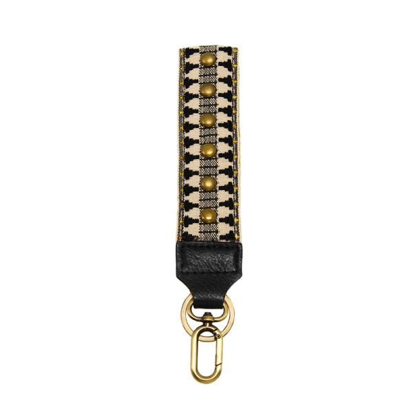 1.5&quot; Black Studded Easy Find Wristlet Keychain - Zinnias Gift Boutique