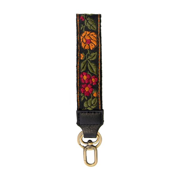 1.25&quot; Multi Floral Vine Emb Easy Find Wristlet Keychain - Zinnias Gift Boutique