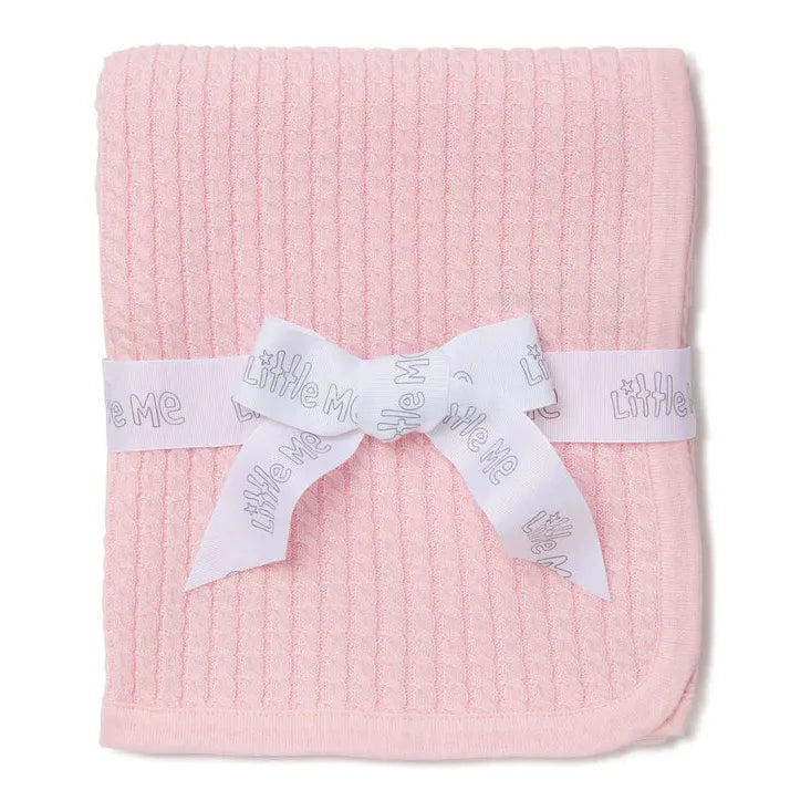 Pink Cable Knit Receiving Blanket - Zinnias Gift Boutique
