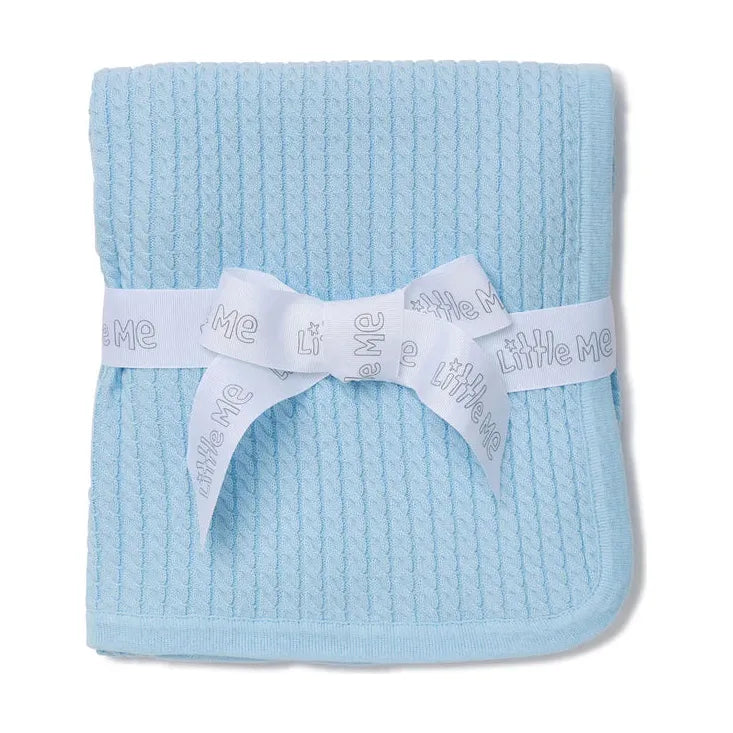 Blue Cable Knit Receiving Blanket - Zinnias Gift Boutique
