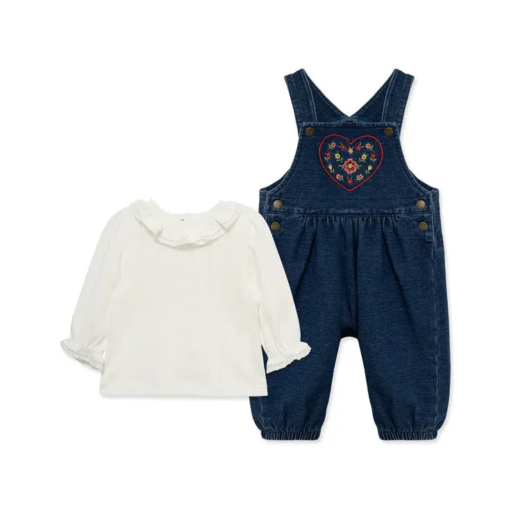 Blossom Blues Heart Overall Set - Zinnias Gift Boutique
