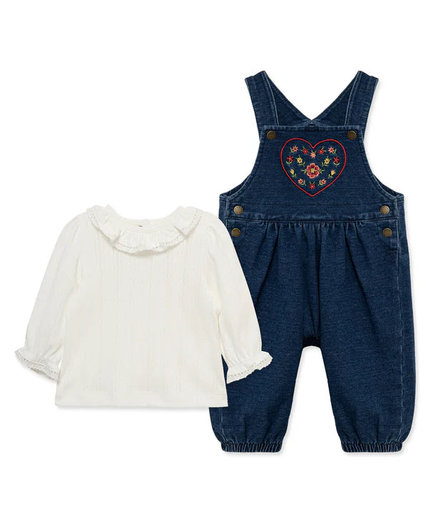 Blossom Blues Heart Overall Set