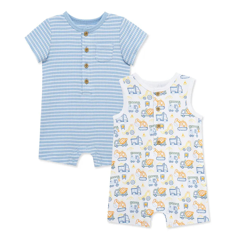 trucks 2pk rompers - Zinnias Gift Boutique