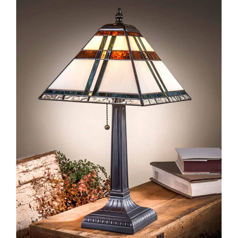 Mission Table Lamp Cathedral Brown, Ivory Opal - Zinnias Gift Boutique