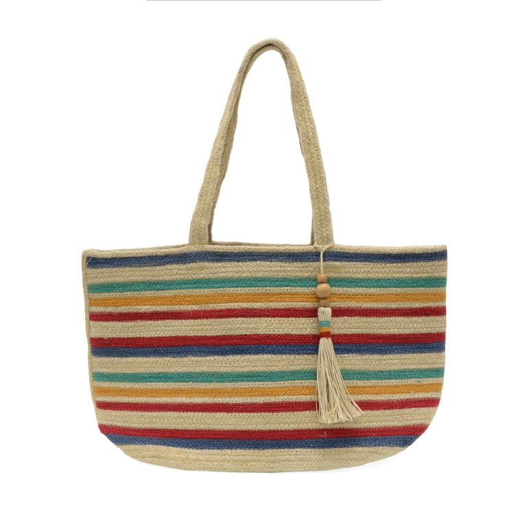 Multi stripe Anita Jute Tote - Zinnias Gift Boutique