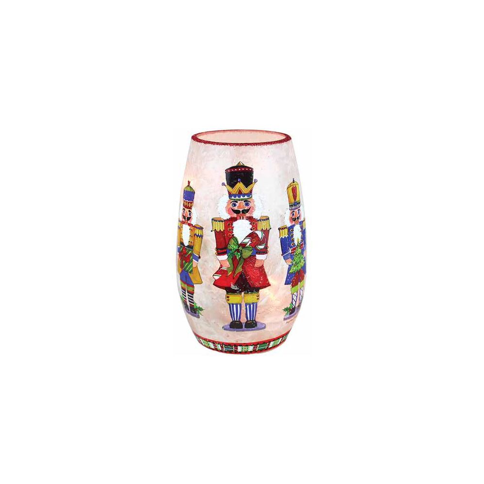 Nutcrackers Pre-Lit Small Vase 3.25 x 3.25 x 5.25 - Zinnias Gift Boutique