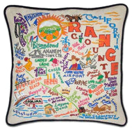 Hand-embroidered Geography Pillow - Zinnias Gift Boutique