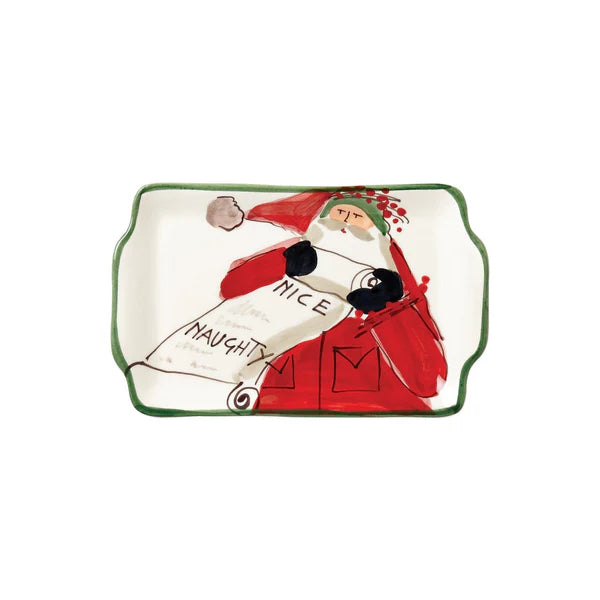 Old St. Nick Rectangular Plate - Naughty or Nice - Zinnias Gift Boutique