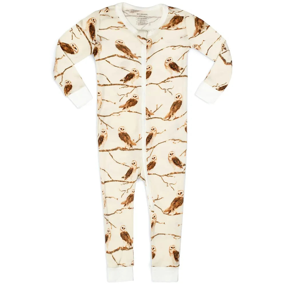 Organic Cotton Zipper Pajama Owl - Zinnias Gift Boutique
