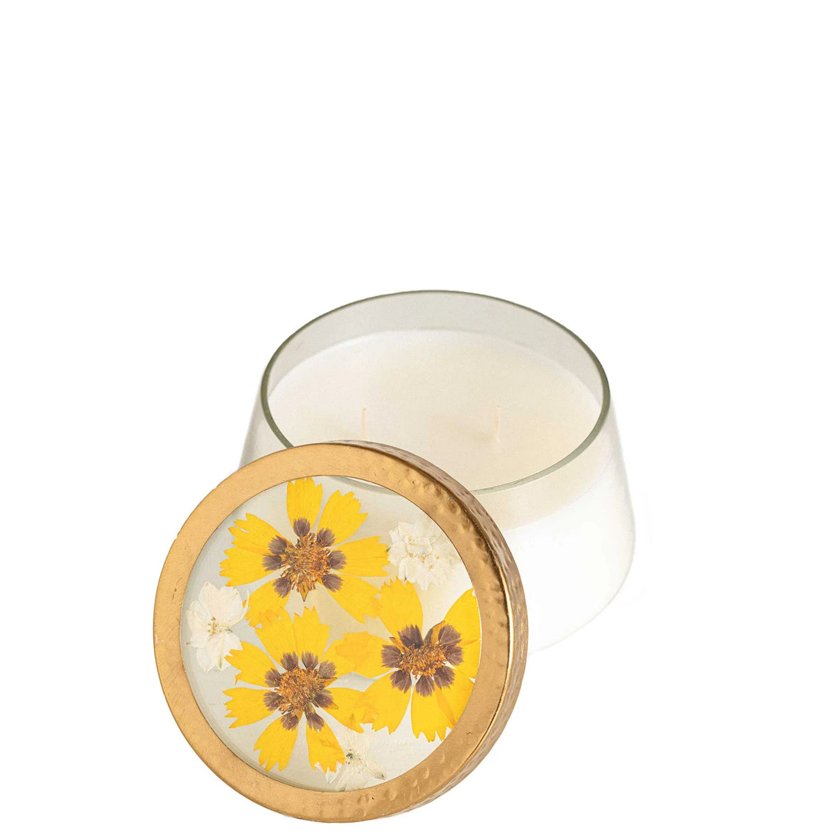 Pressed Flora Glass Candle - Zinnias Gift Boutique