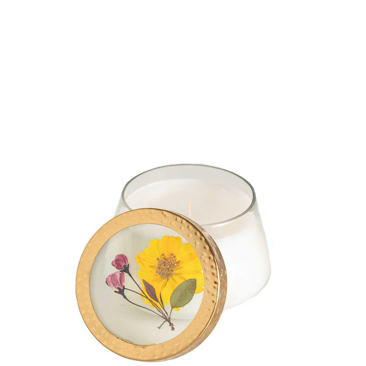 Pressed Flora Glass Candle - Zinnias Gift Boutique