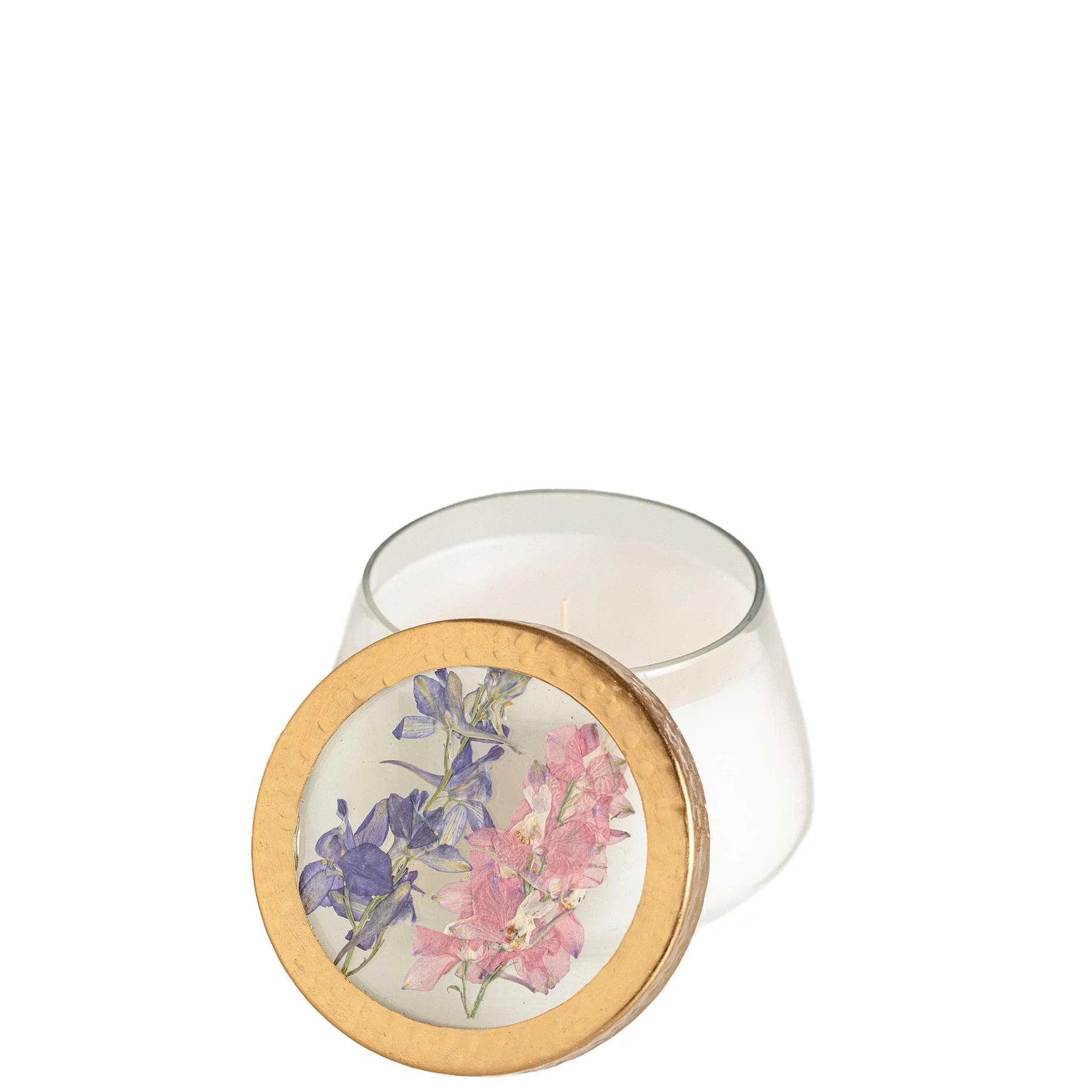 Pressed Flora Glass Candle - Zinnias Gift Boutique