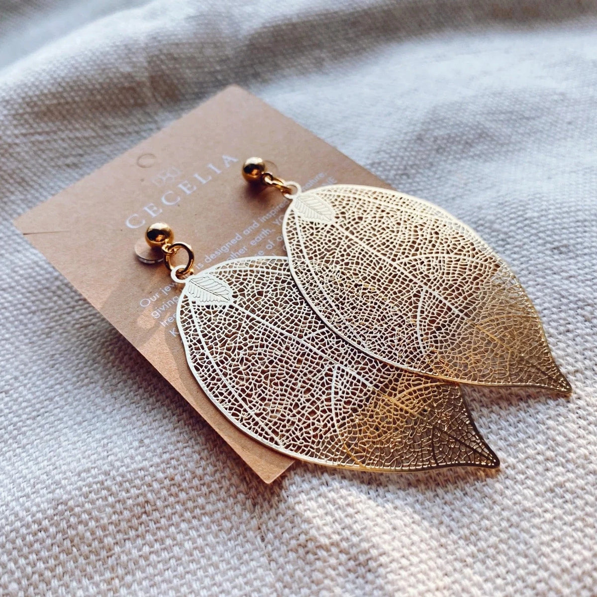 Large Leaf Filigree Earrings