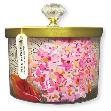Pink Petals Floral Wrapped candle - Zinnias Gift Boutique