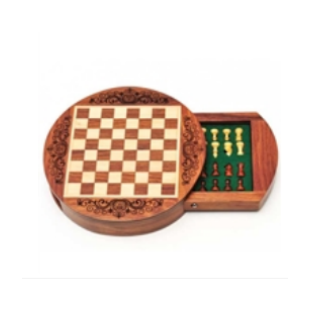 Wood Chess Round Magnetic 6&quot; - Zinnias Gift Boutique