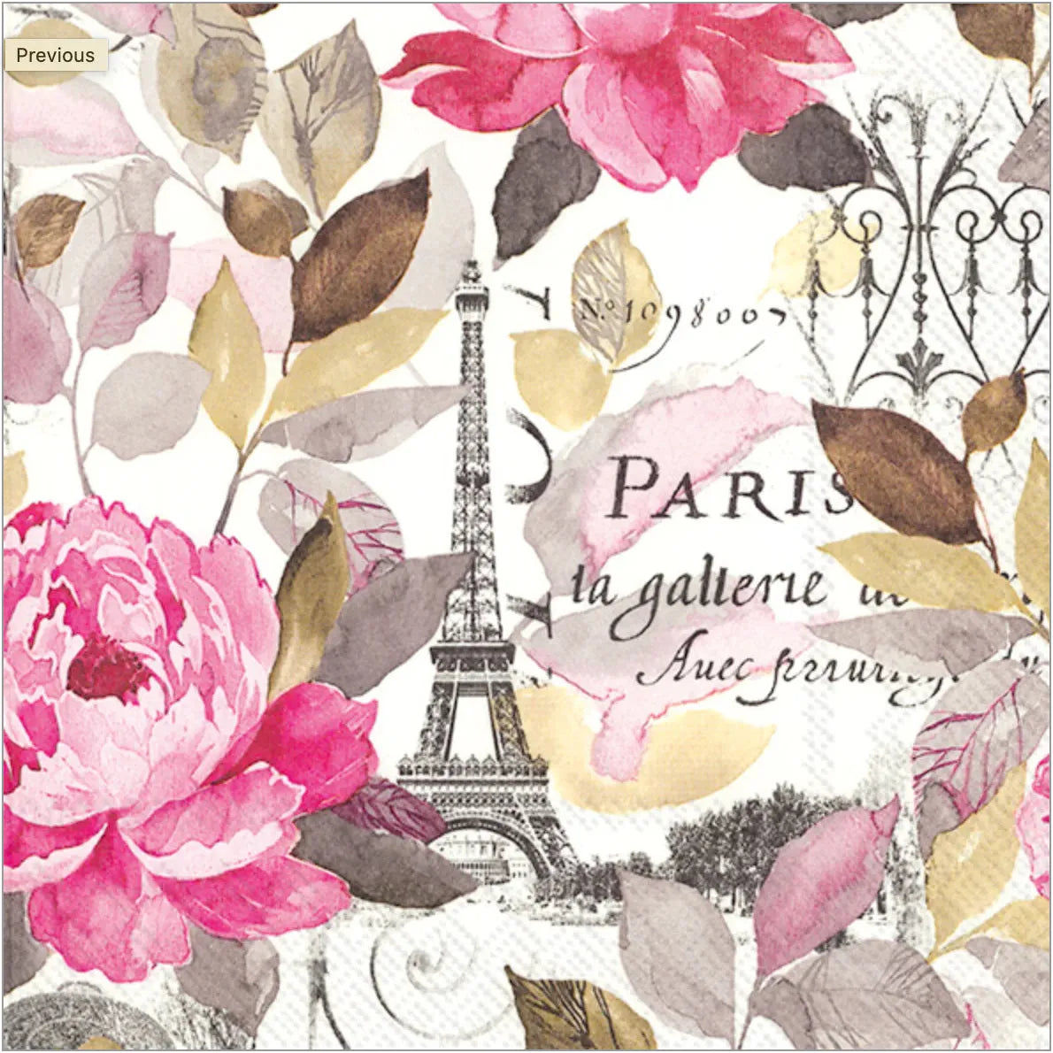 Jardin Paris Pink Luncheon Napkin - Zinnias Gift Boutique