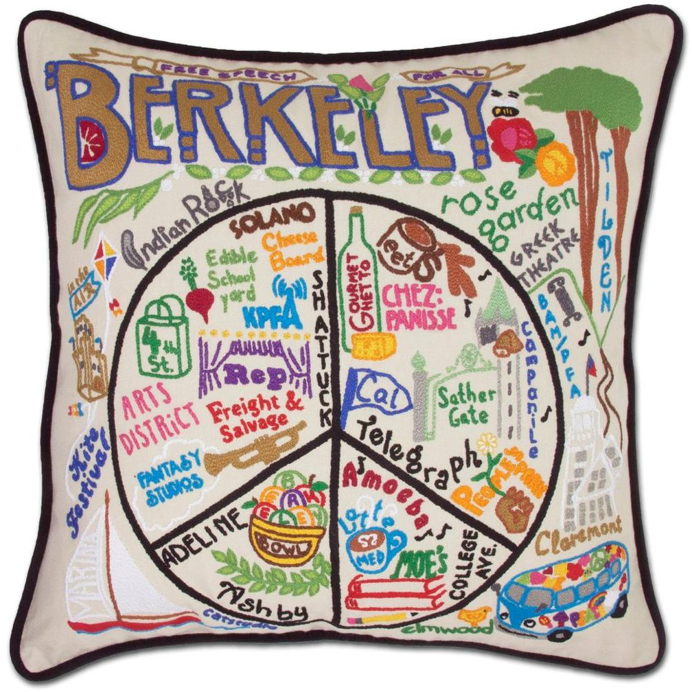 Hand-embroidered Geography Pillow - Zinnias Gift Boutique