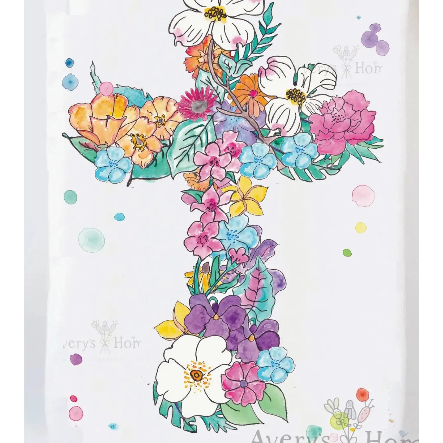 Garden Cross of Flowers Spring Summer Easter Kitchen Towel - Zinnias Gift Boutique