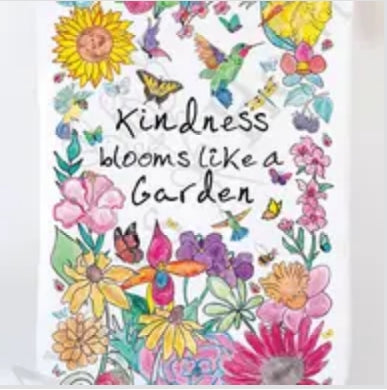 Kindness &amp; Flower Spring Garden Kitchen Towel - Zinnias Gift Boutique