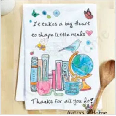 Worlds best Teacher Appreciation Gift Kitchen Towel - Zinnias Gift Boutique