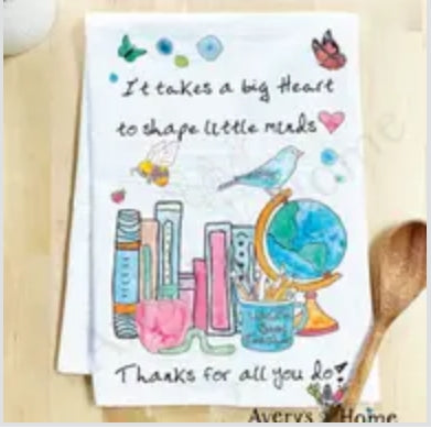 Worlds best Teacher Appreciation Gift Kitchen Towel - Zinnias Gift Boutique