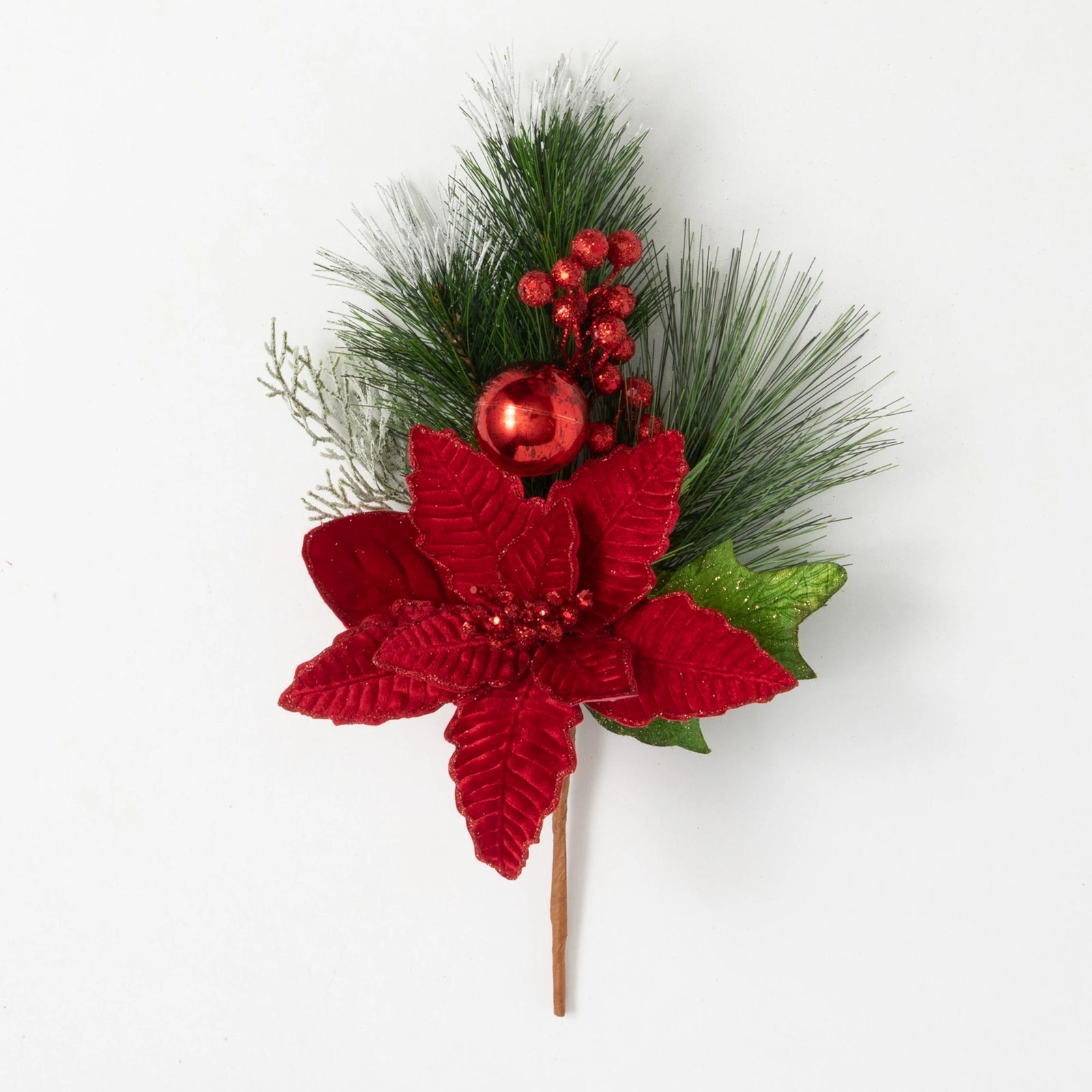 Poinsettia/Pine Pick - Zinnias Gift Boutique