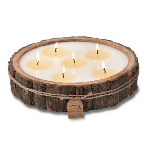 Large Tree Bark Candle Round