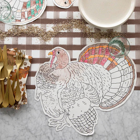 Die Cut Turkey for coloring Placemat - Zinnias Gift Boutique