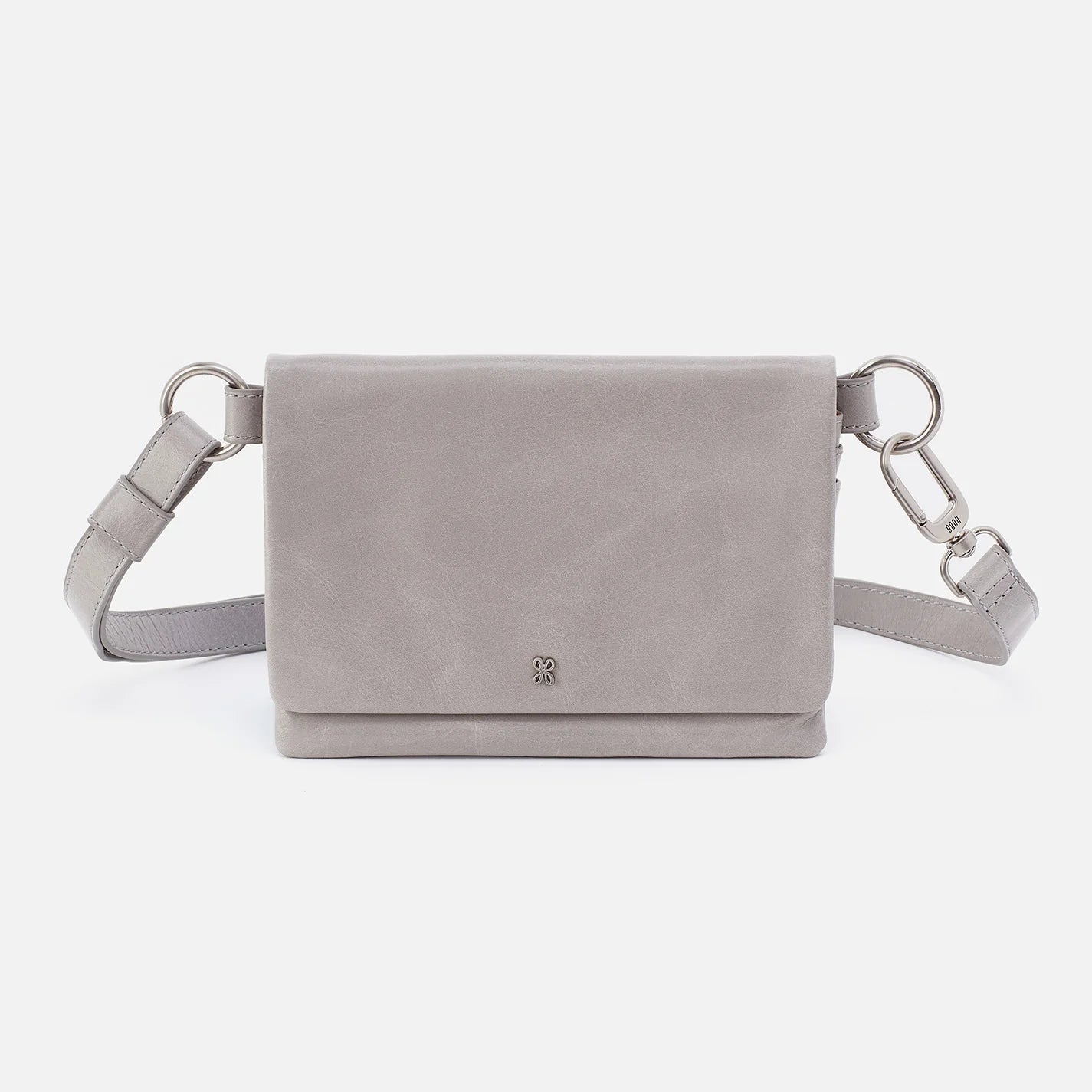 Winn Belt Bag Light Grey in Polished Leather - Zinnias Gift Boutique