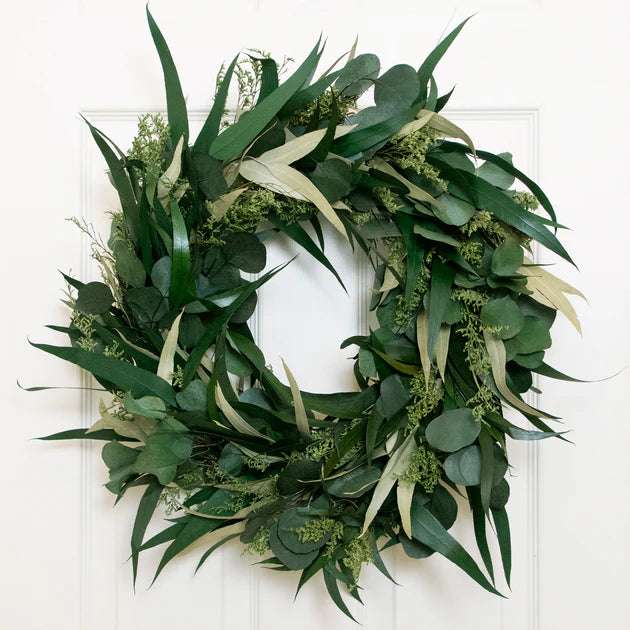 Willow and Silver Dollar Eucalyptus Wreath - Zinnias Gift Boutique