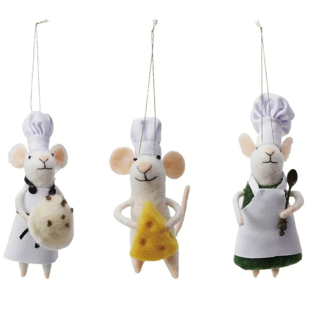 Felt Chef Mouse Ornament - Zinnias Gift Boutique