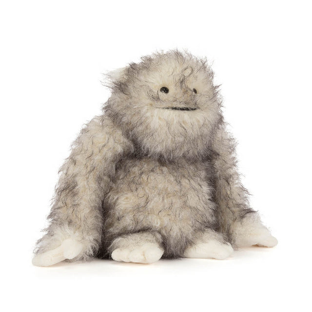 Jellycat Bretti Yeti stuffed animal with soft white fur, black eyes, and a friendly expression, perfect for cuddling.