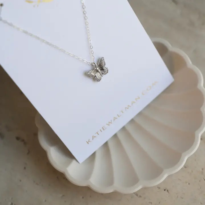 CZ Butterfly Necklace - Silver - Zinnias Gift Boutique