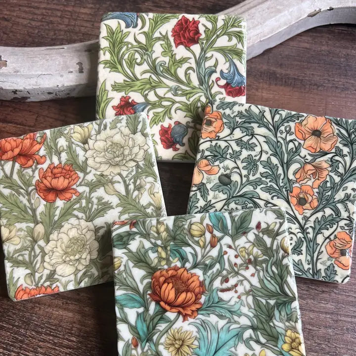 Petal and Vine Stone Coasters - Zinnias Gift Boutique