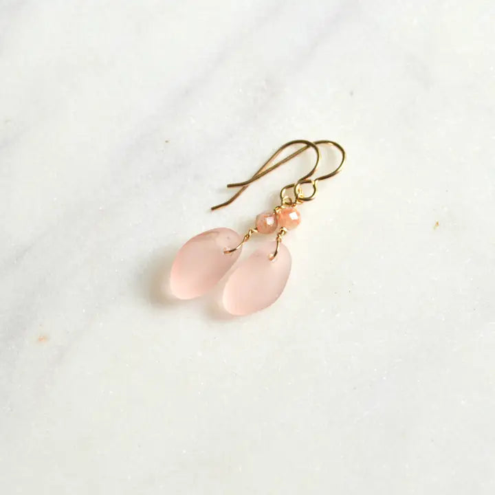 Tiny Pink Glass Earrings - Zinnias Gift Boutique