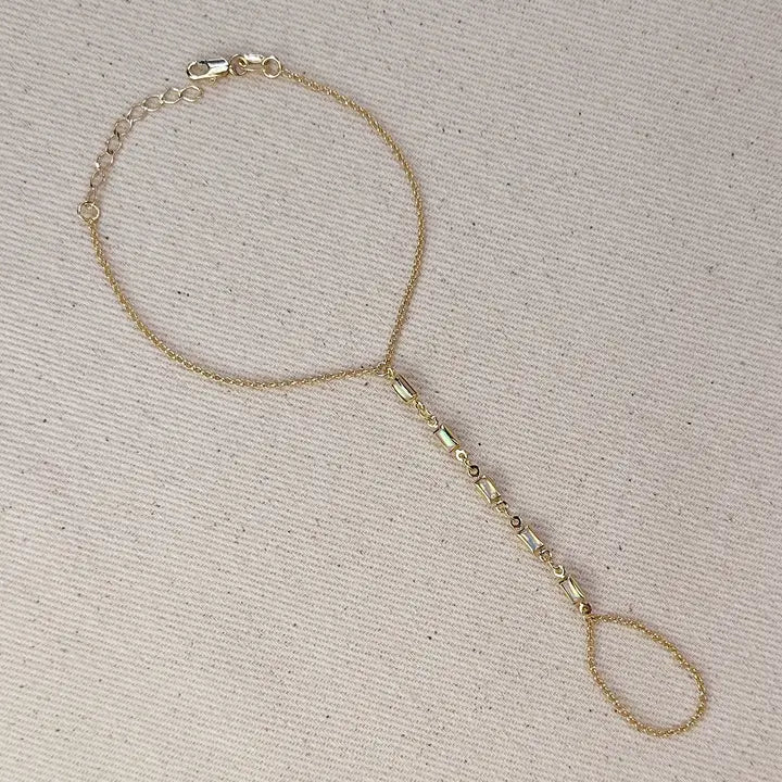 18k Gold Filled Mother of Pearl Hand Chain - Zinnias Gift Boutique