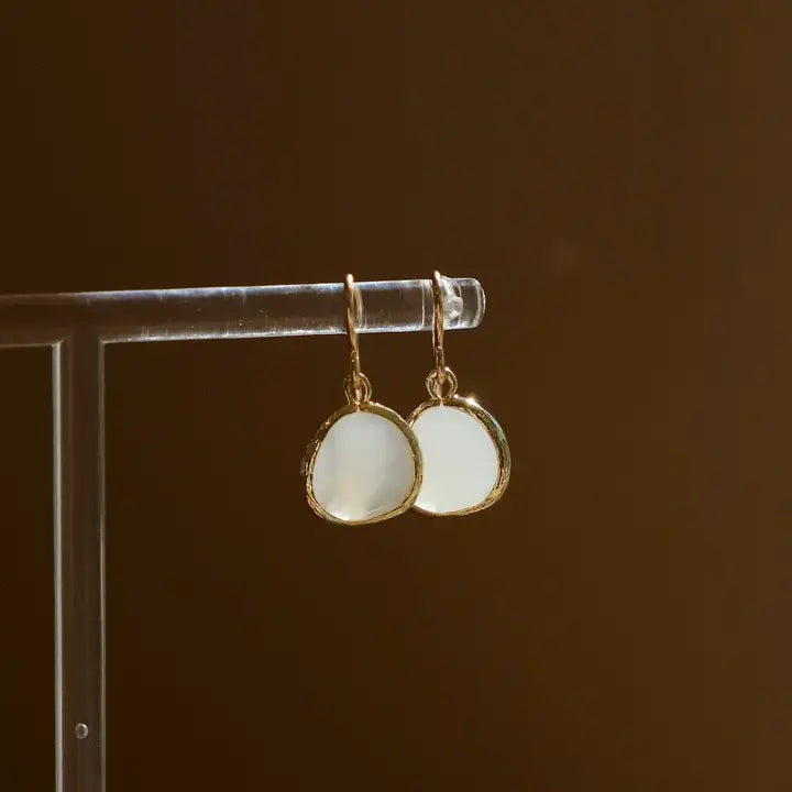 White Smoke Bezel Earrings - Zinnias Gift Boutique