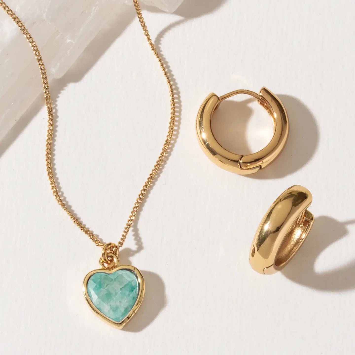 Necklace Huggie Set - Gold - Zinnias Gift Boutique