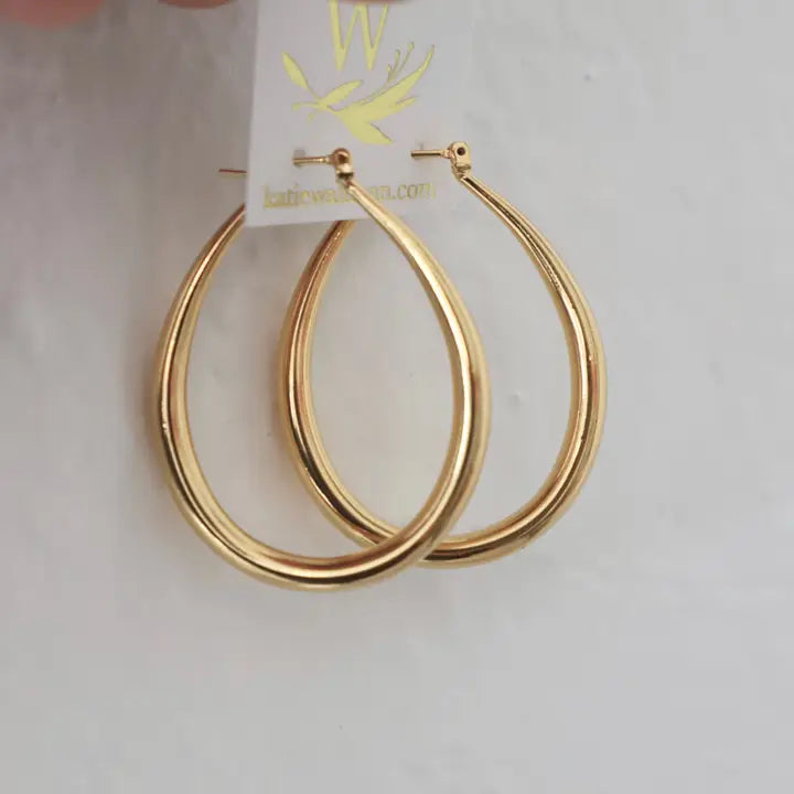 Large Teardrop Hoop Earrings - Gold - Zinnias Gift Boutique