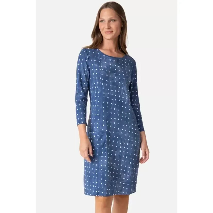 Cozy Rib Tile All Day Dress - Indigo - Zinnias Gift Boutique