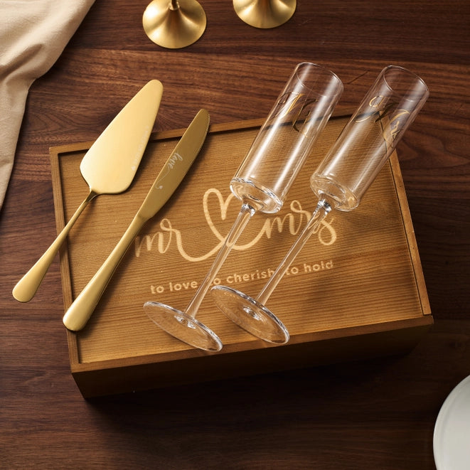 Mr & Mrs Champagne Flutes Gift Set - Zinnias Gift Boutique