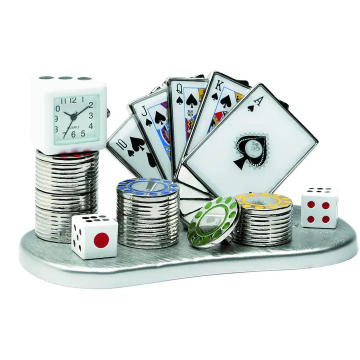 Pokerhand Clock with Chips - Zinnias Gift Boutique
