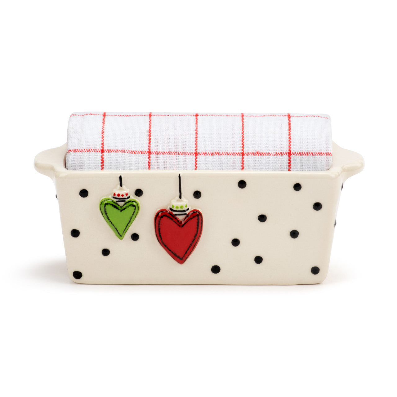 Mini Loaf Pan w/Towel - Hearts - Zinnias Gift Boutique