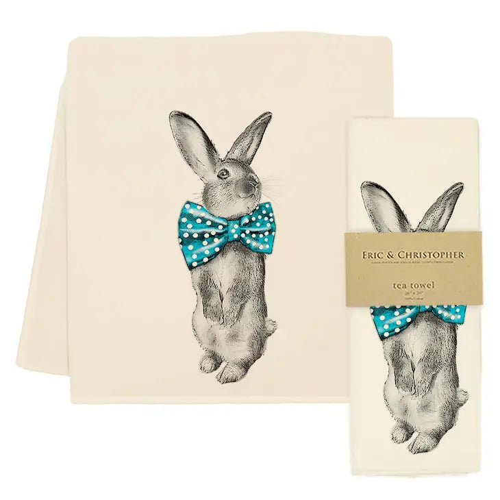 Bunny Bowtie Tea Towel - Zinnias Gift Boutique