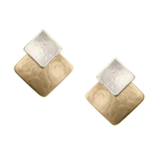 Small Layered Squares Post Earrings