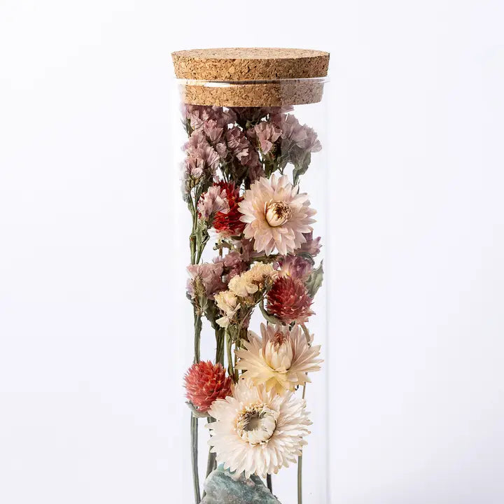 Dried Floral Herbarium Earth Vessel Amazonite - Zinnias Gift Boutique